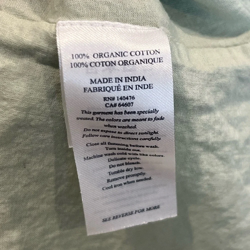 Faherty Valencia sage green organic cotton eyelet dress size XXS